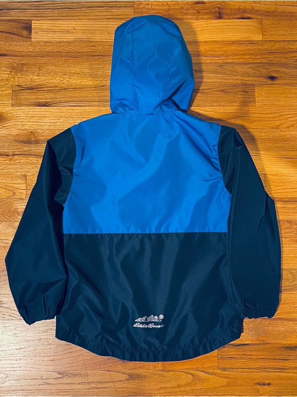 Eddie Bauer Kids Two-tone Blue Hooded Windbreaker Jacket Sz 7/8 - Picture 2 of 7